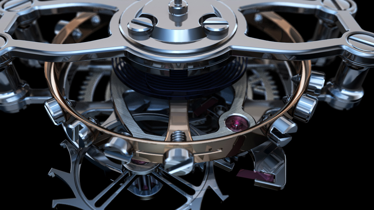 Tourbillon-3D Close-up 3D tourbillon Haute horlogerie